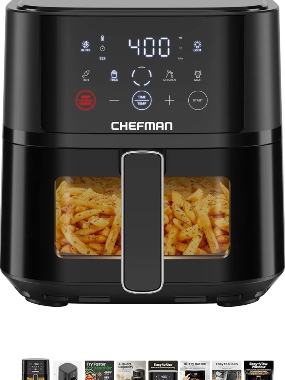 Chefman Black Air Fryer Oven with Window - 4-Quart Capacity